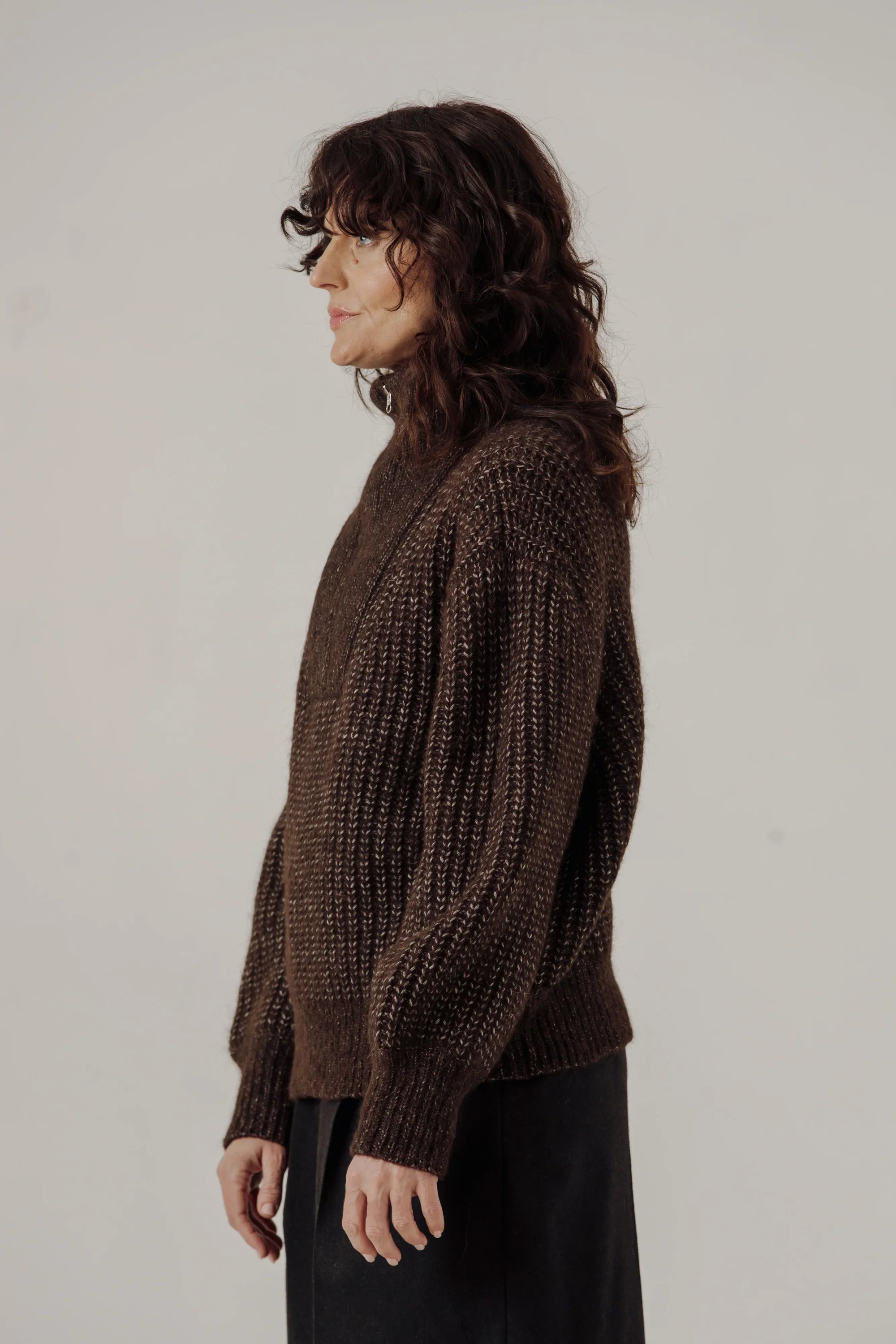 Alpine Quarter Zip Sweater in Carob