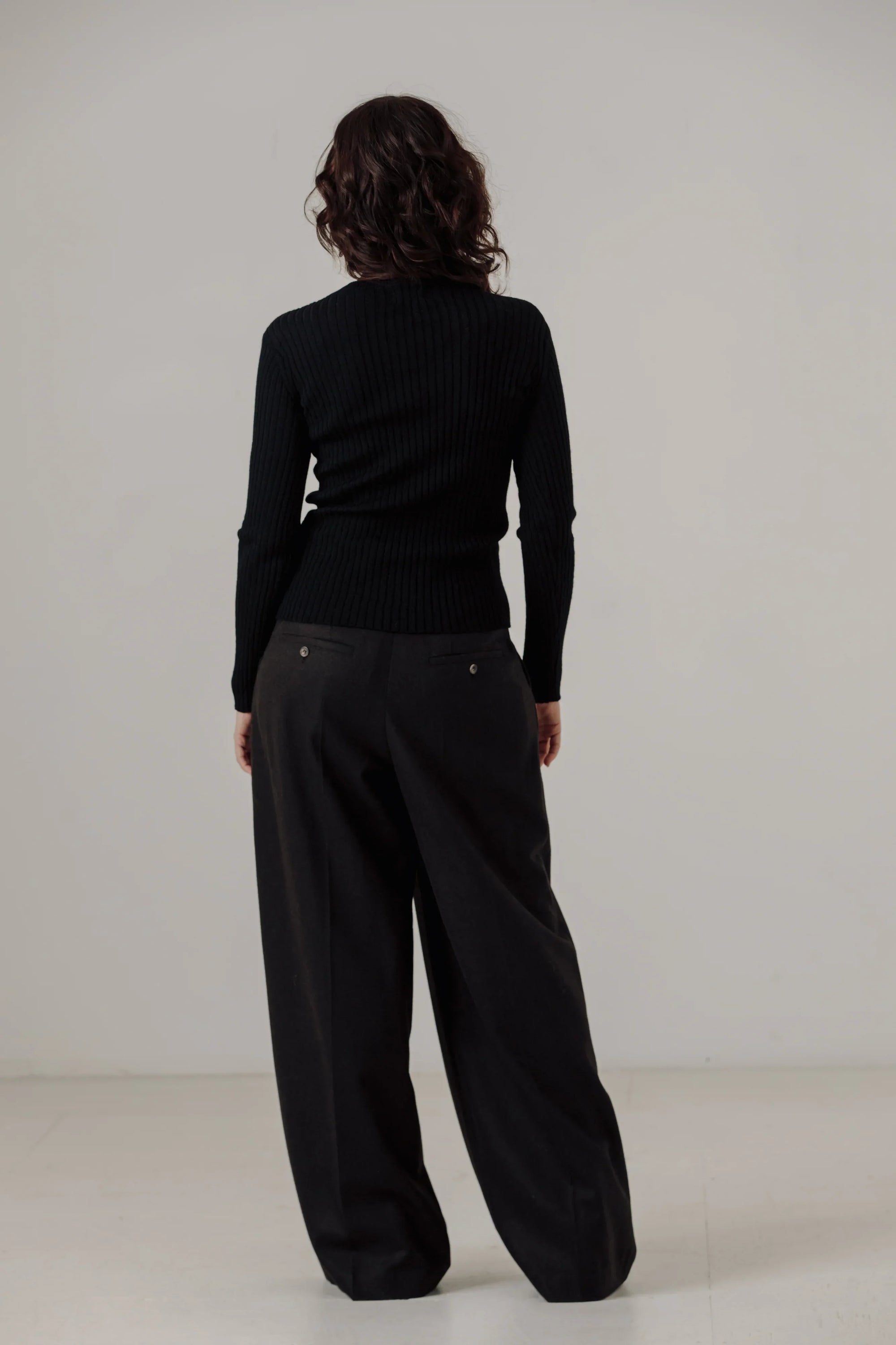 Fine Knit Rib Top in Classic Black