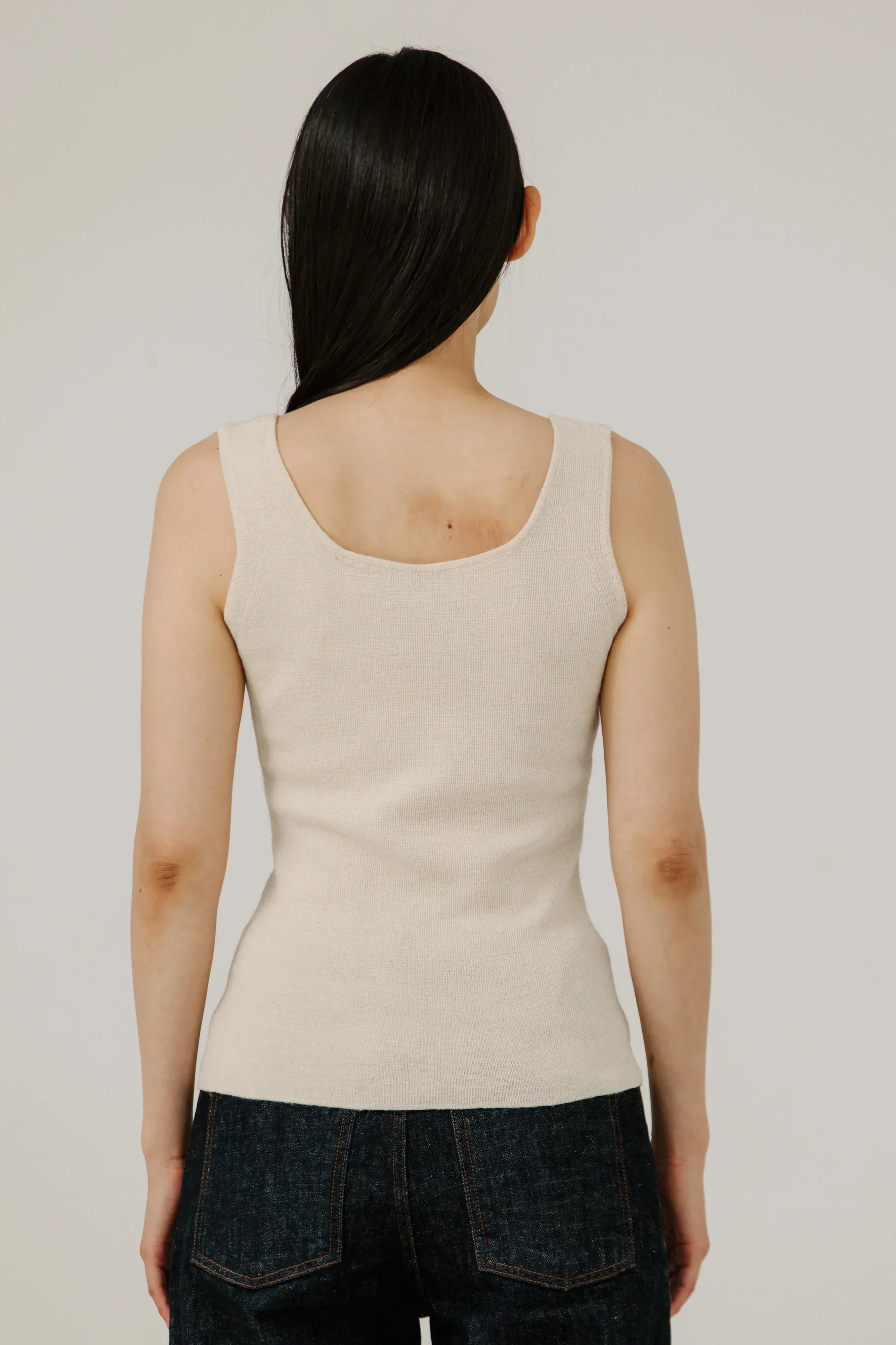Slim Knit Tank in Pearl – Bare Knitwear