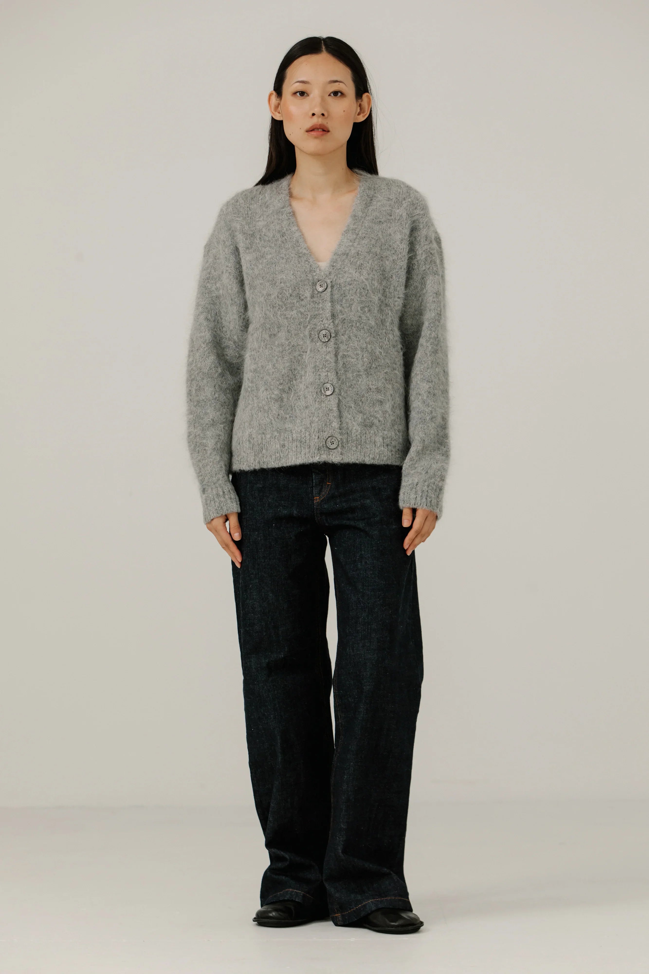 HEAP layer knit cardigan グレー layer knit cardigan – HEAP