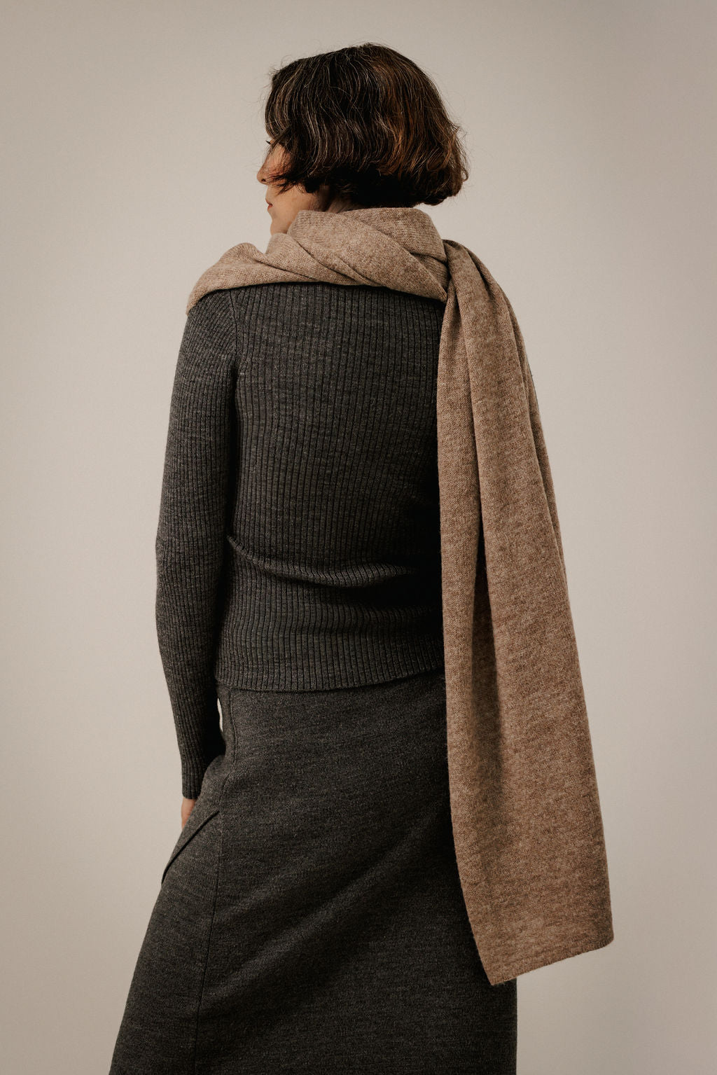 Baby Alpaca Travel Wrap in Dark Fawn