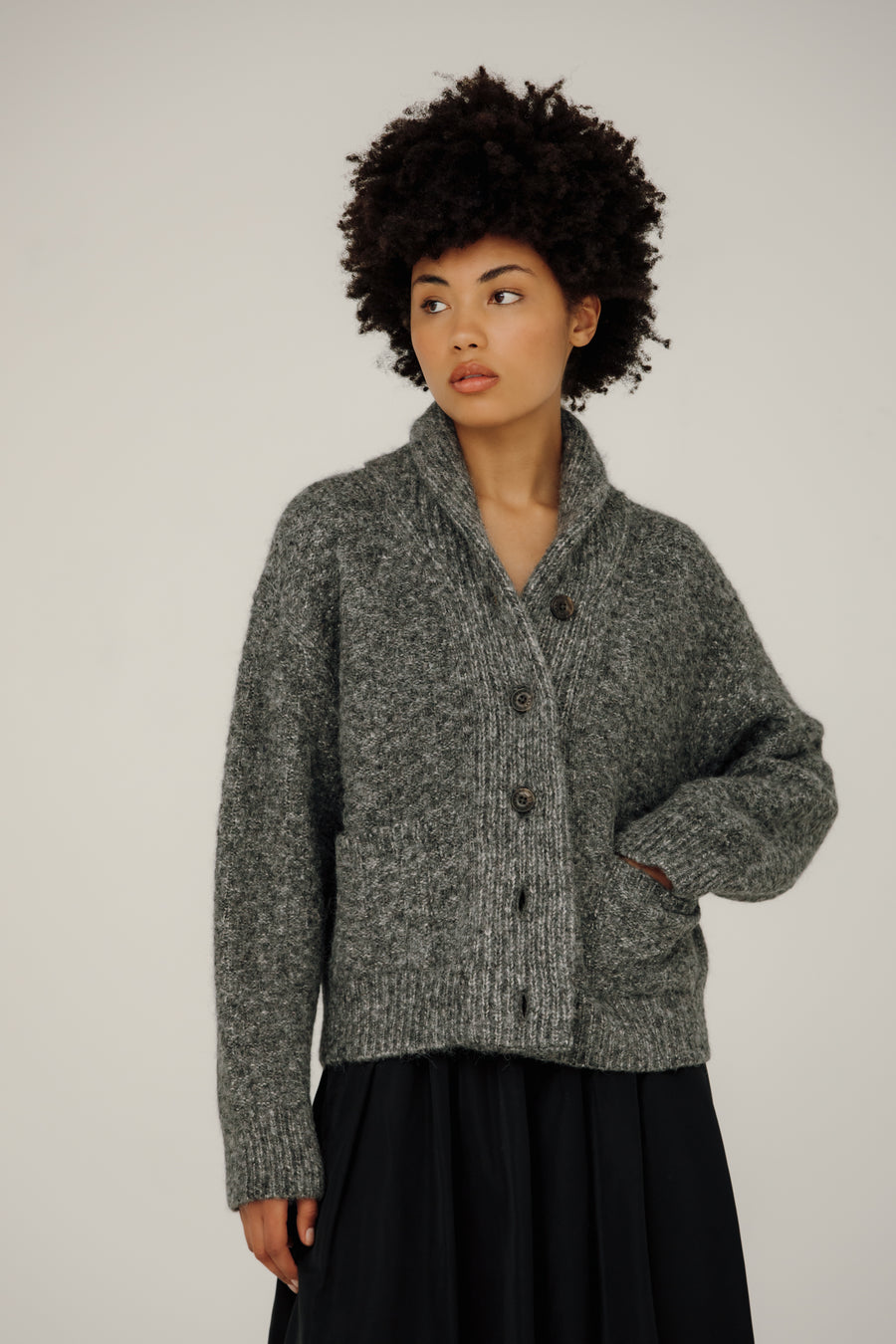 Bowen Shawl Cardi in Granite
