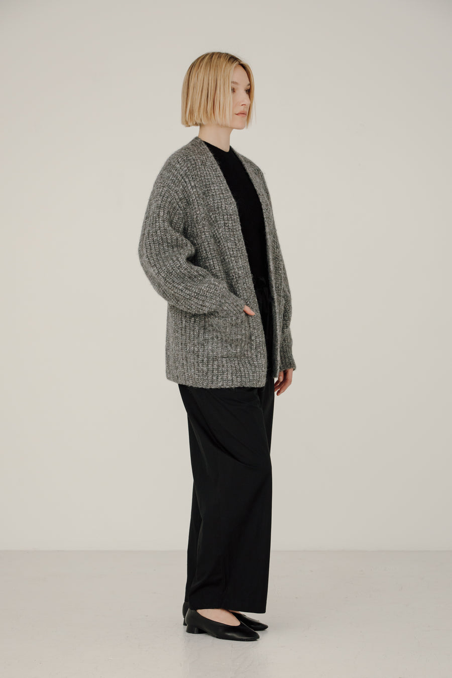 Marine Cardigan in Granite