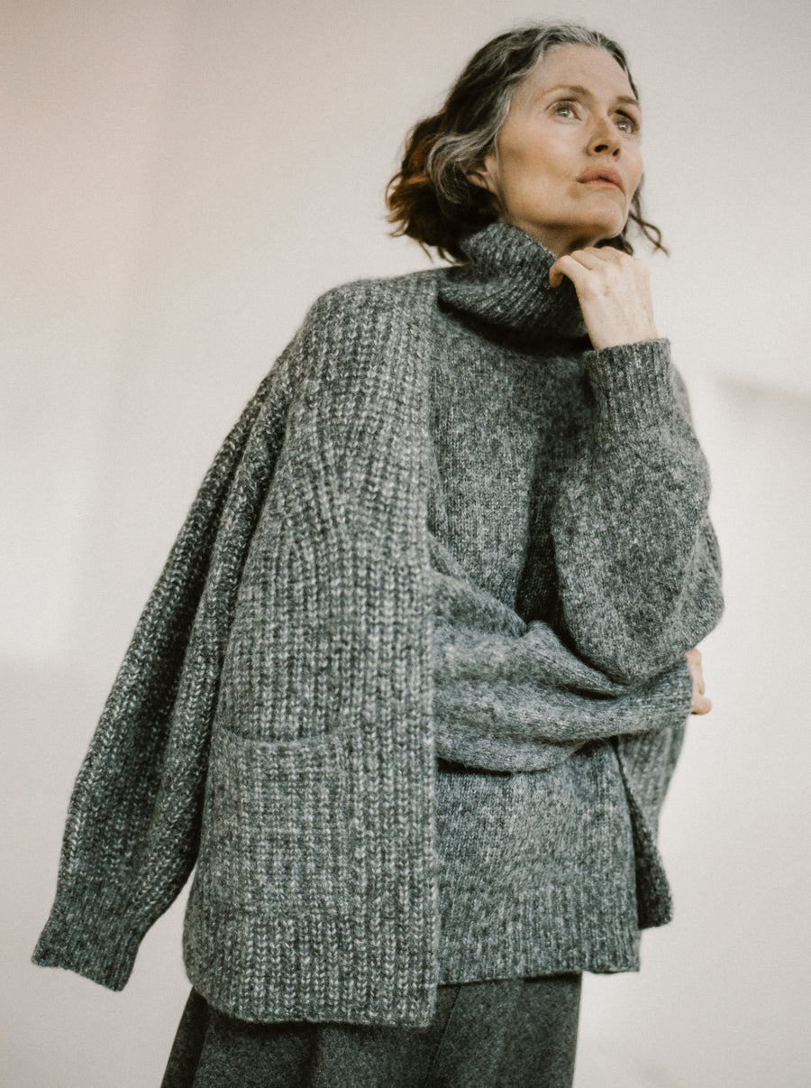 Marine Cardigan in Granite