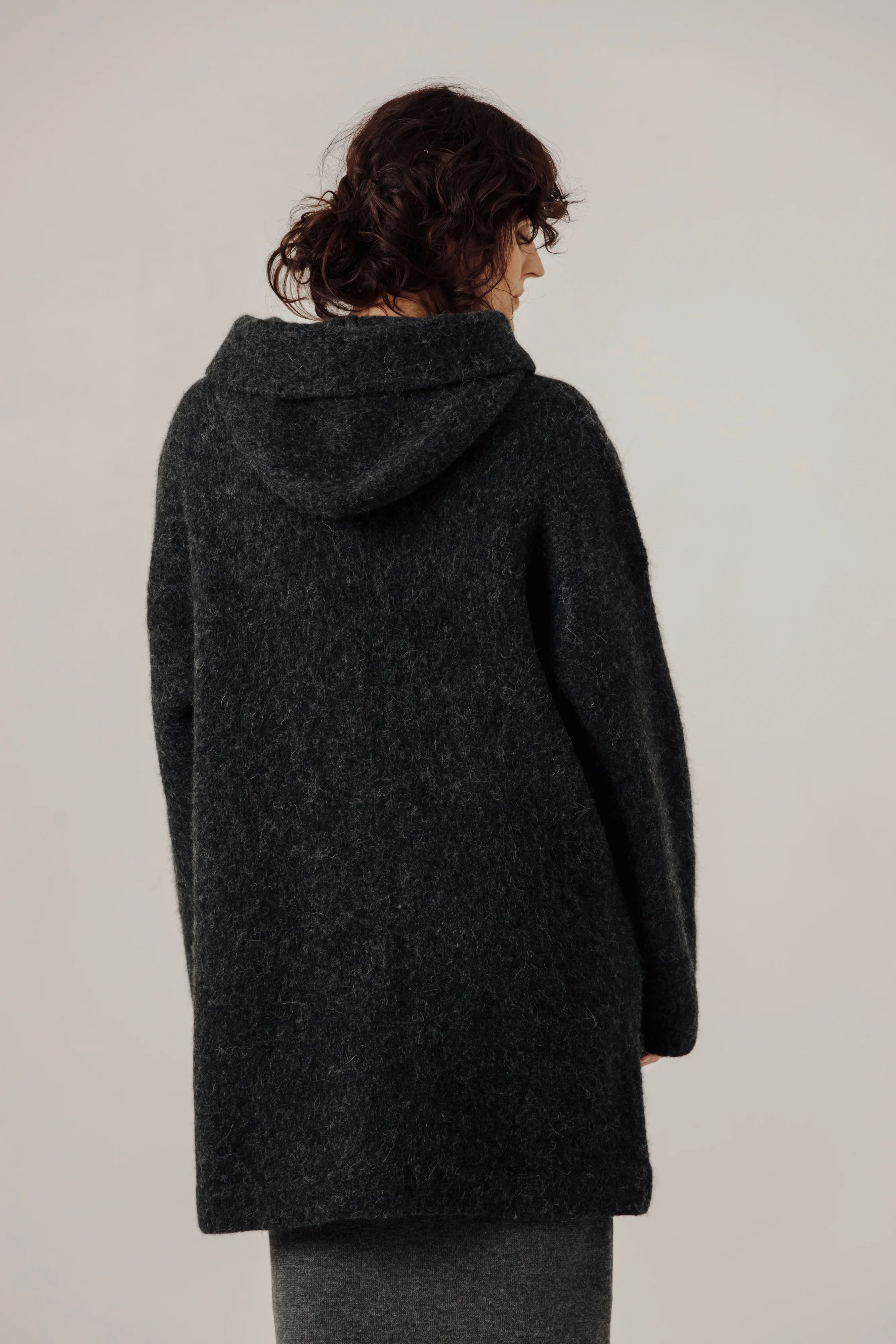Nook Alpaca Knit Coat in Basalt – Bare Knitwear
