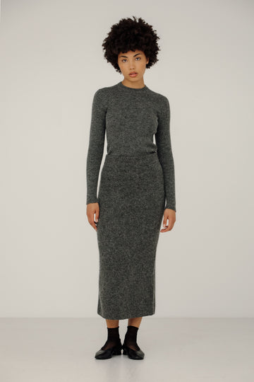 Nora Midi Skirt in Pebble