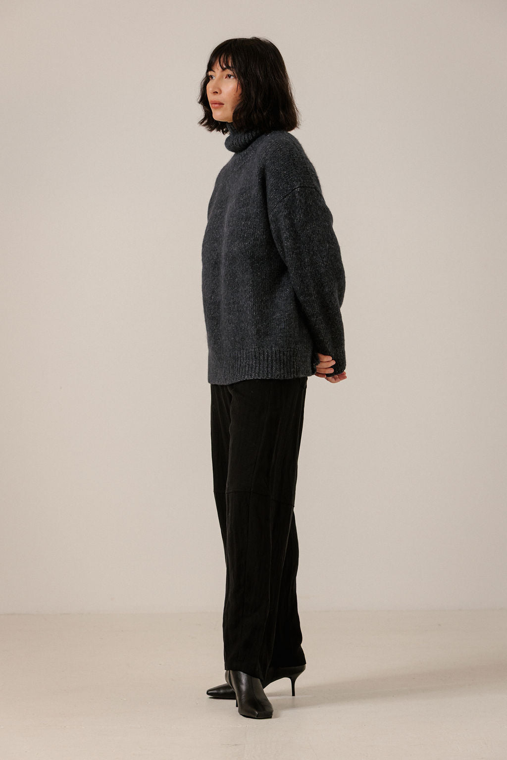 Oversized Alpaca Turtleneck in Dark Navy