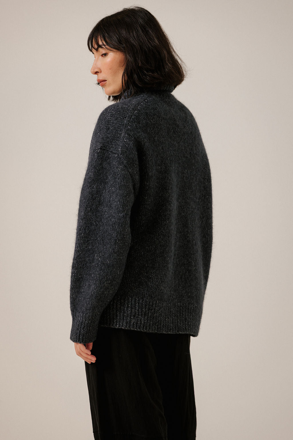 Oversized Alpaca Turtleneck in Dark Navy
