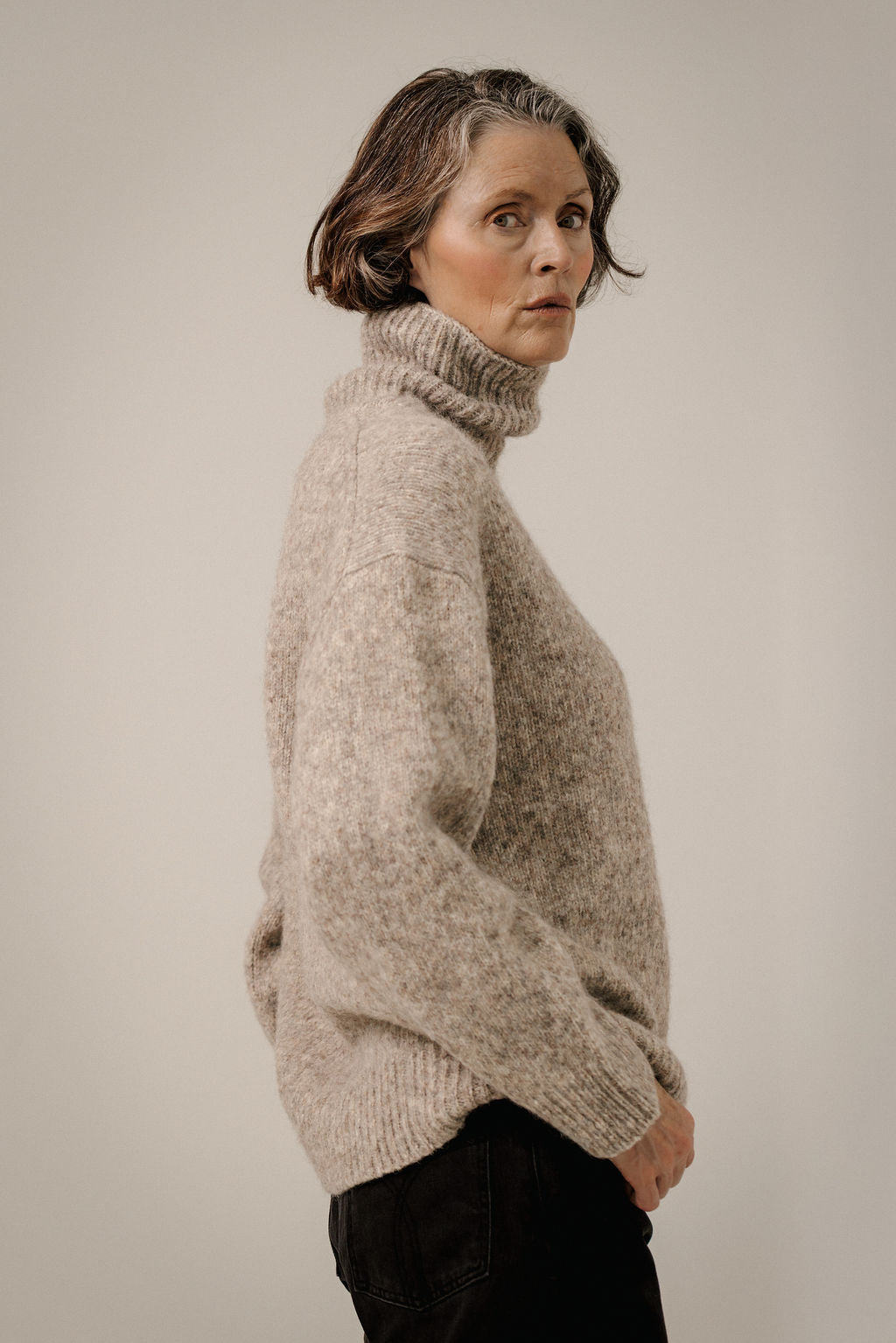 Oversized Alpaca Turtleneck in Marble