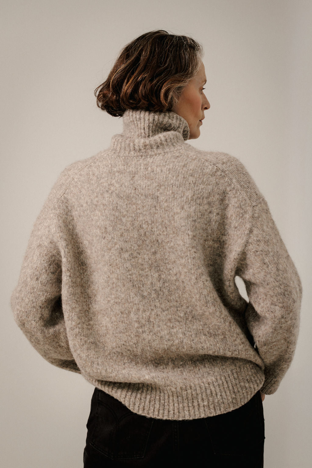 Oversized Alpaca Turtleneck in Marble