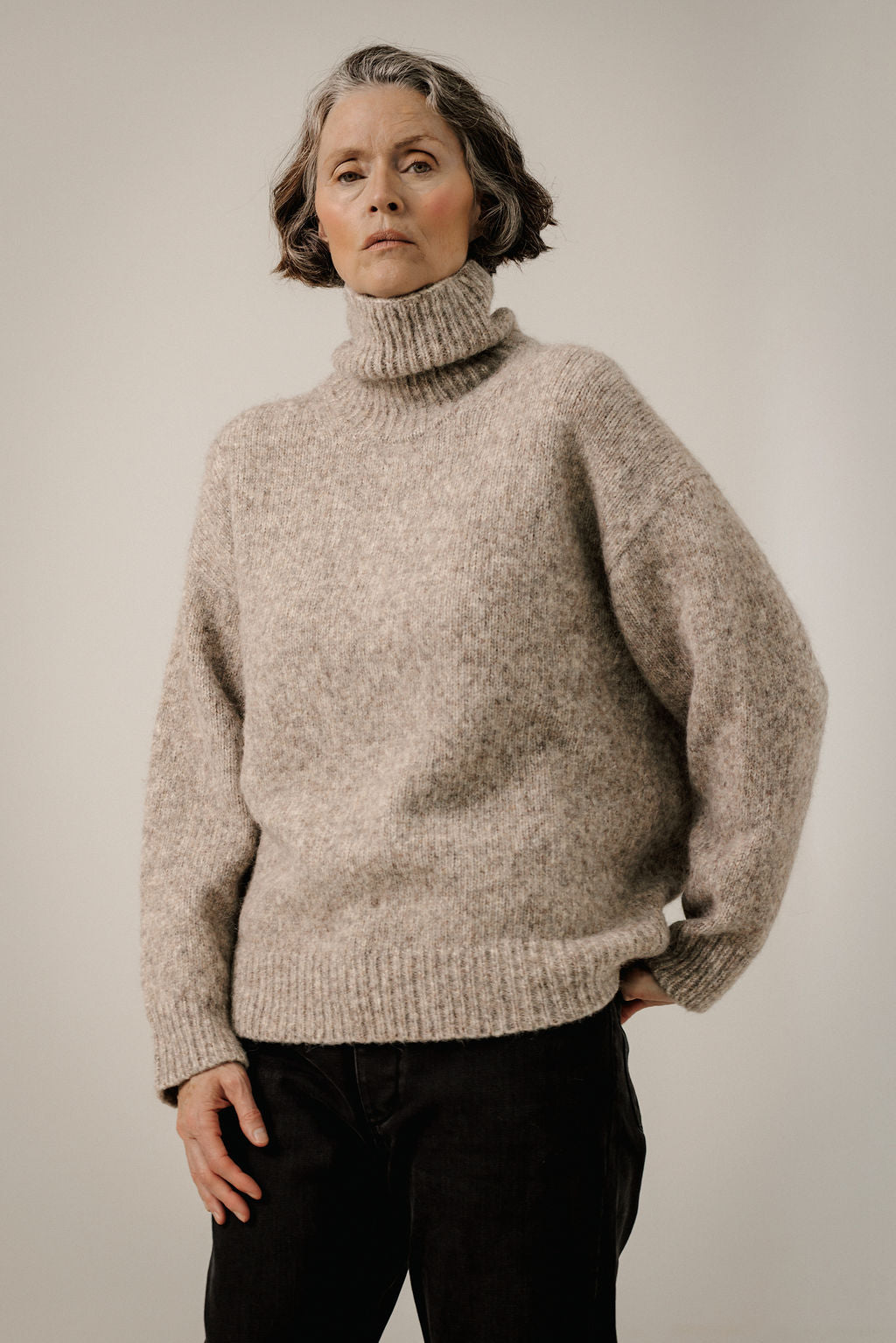 Oversized Alpaca Turtleneck in Marble