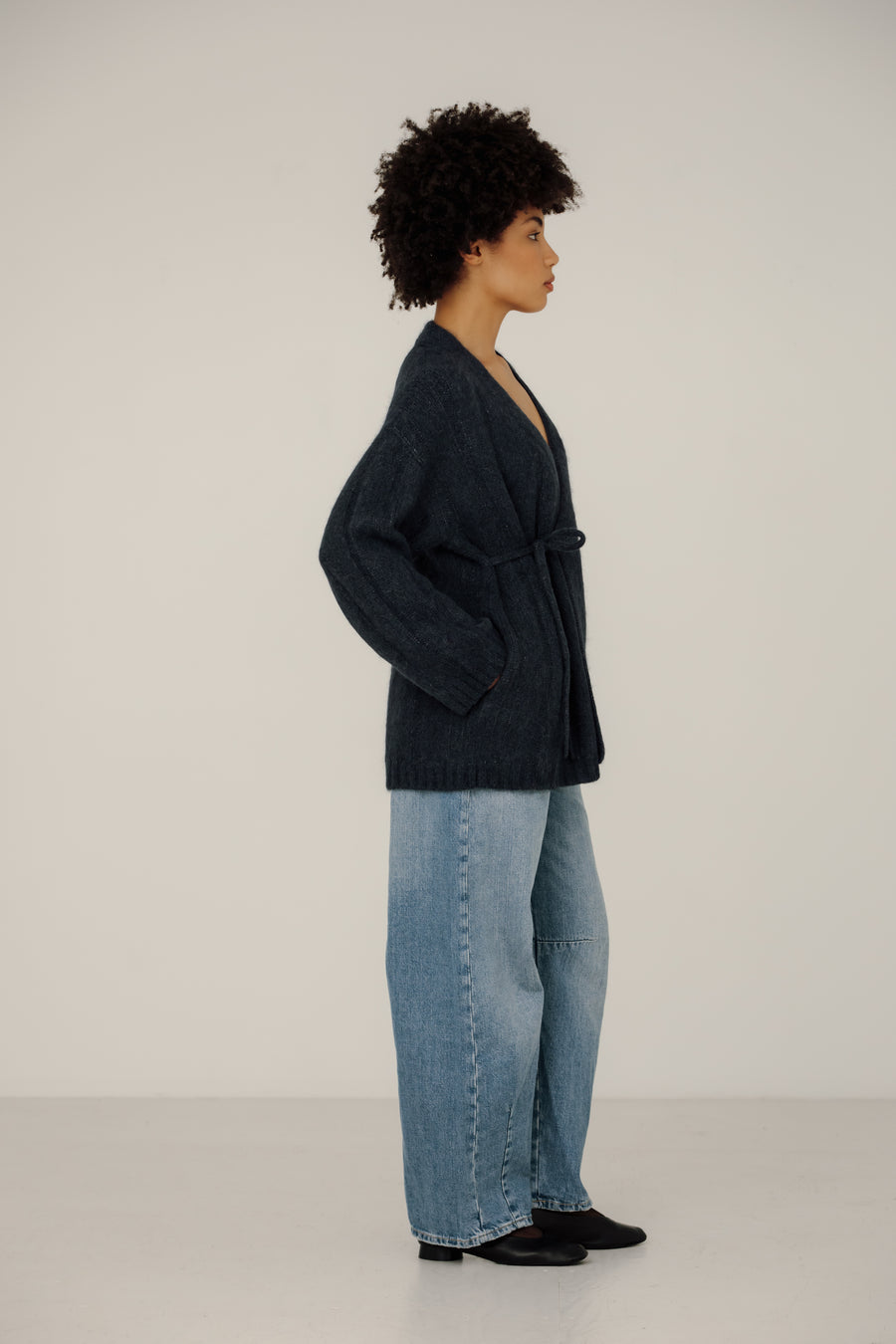 Roan Wrap Cardigan in Denim