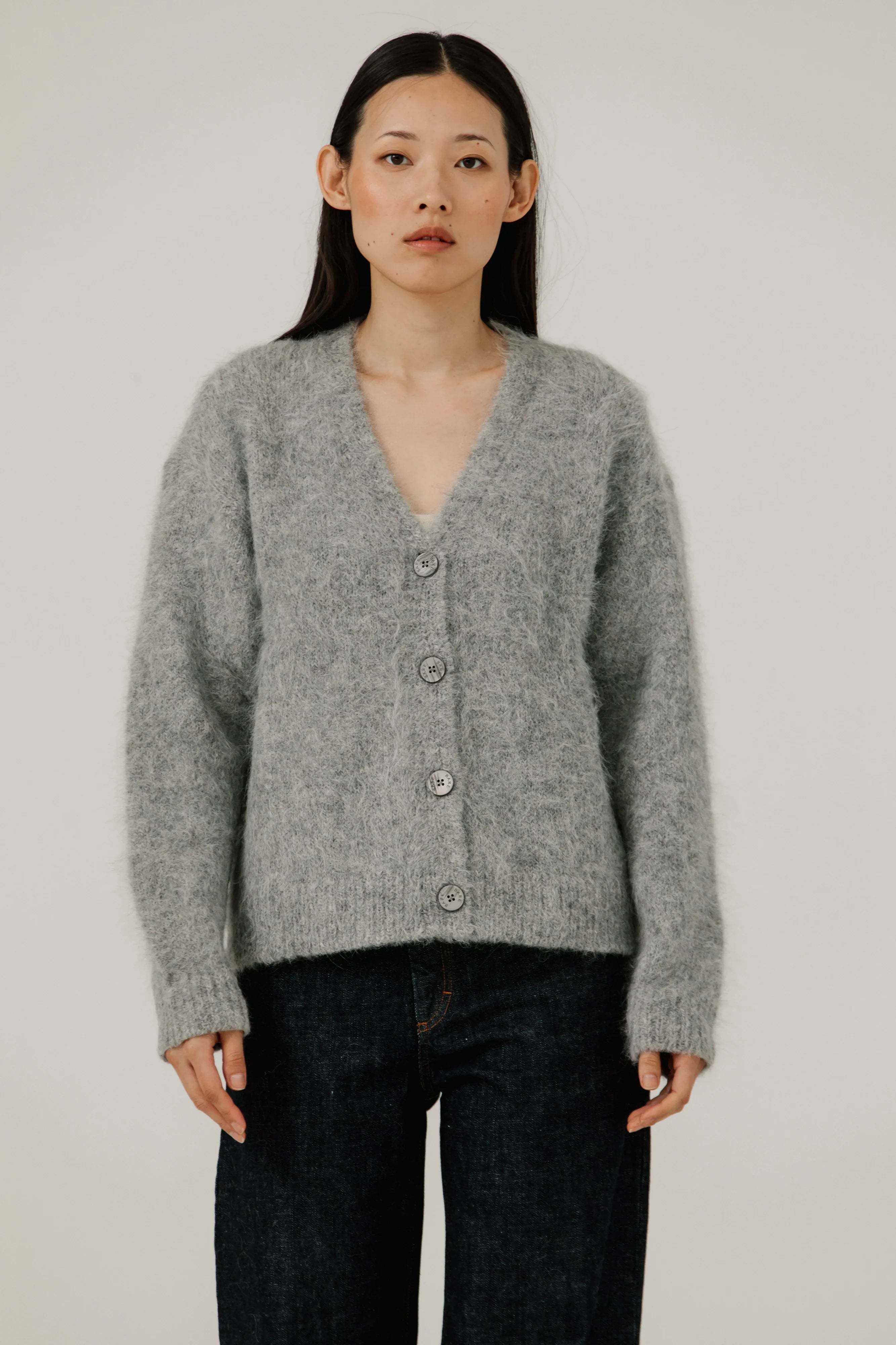 Suri Alpaca Cardigan in Grey – Bare Knitwear