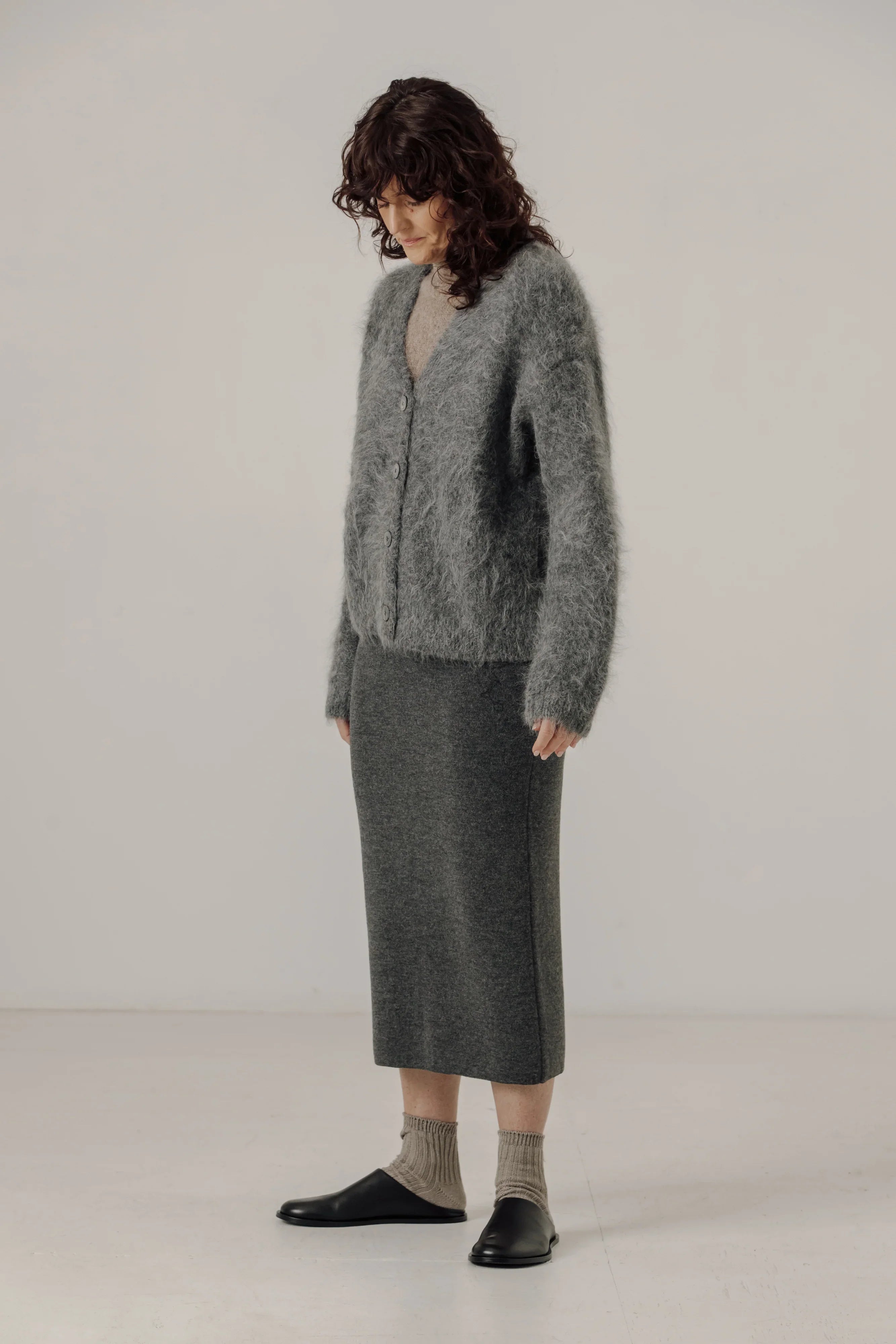 Suri Alpaca Cardigan in Stone – Bare Knitwear
