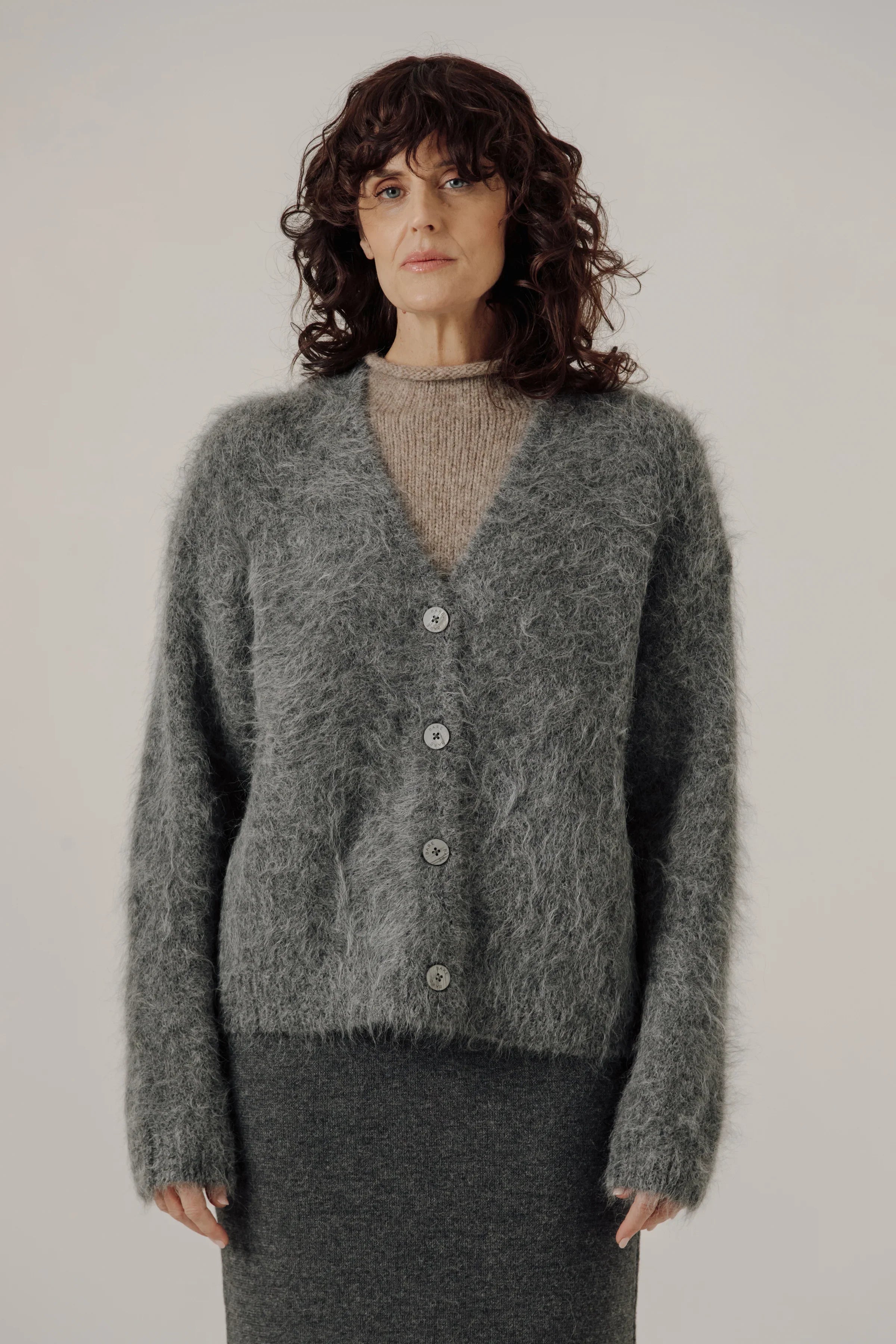 Suri Alpaca Cardigan in Stone – Bare Knitwear