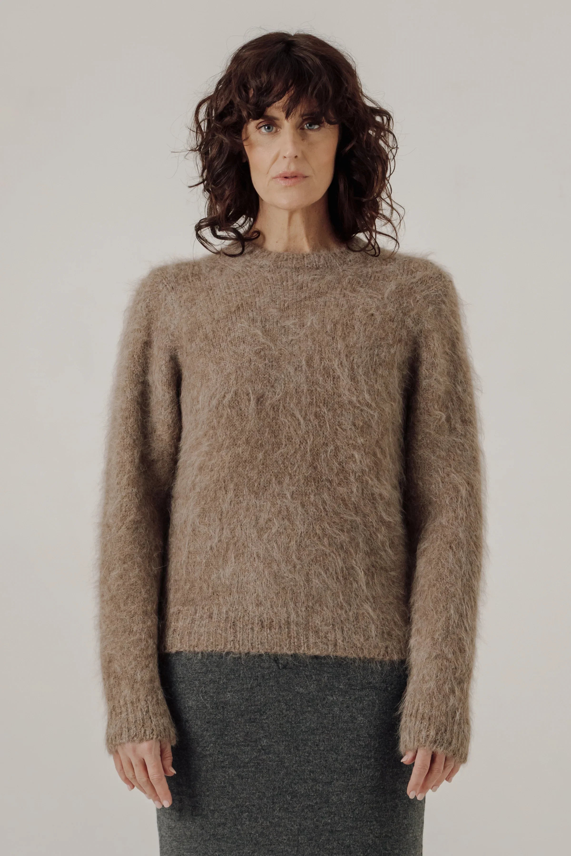 Suri Alpaca Crewneck in Taupe – Bare Knitwear