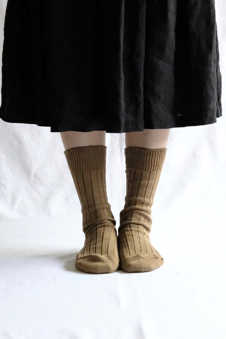 Egyptian Cotton Ribbed Socks in Cafe