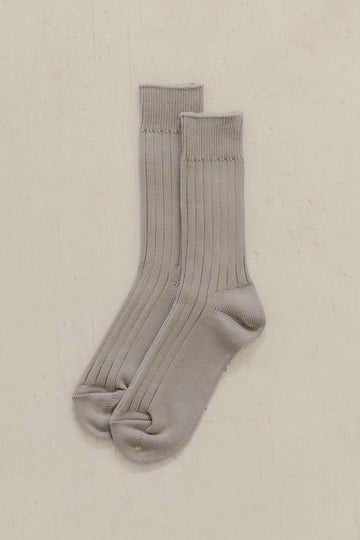 Egyptian Cotton Ribbed Socks in Grey