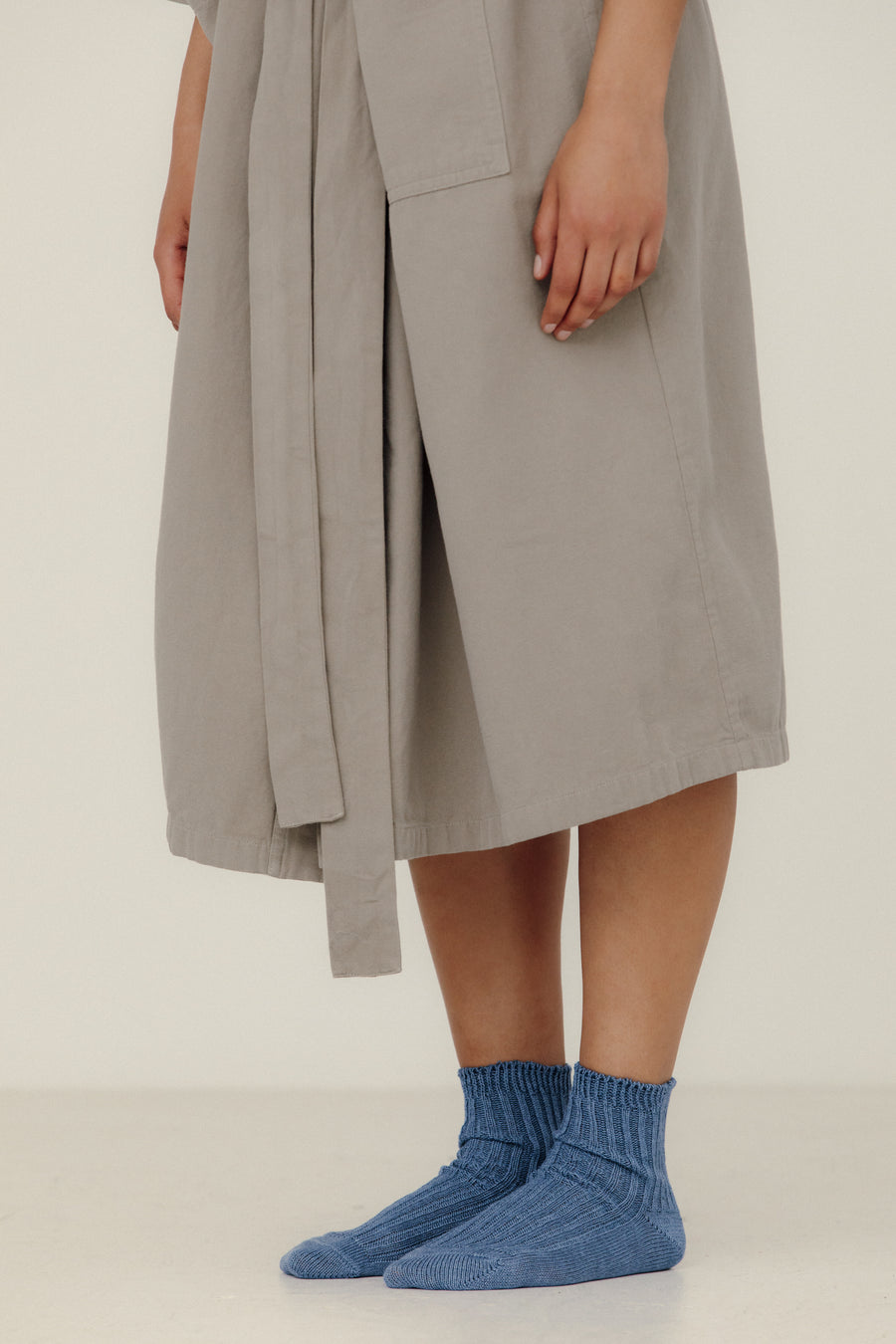Linen Ribbed Socks in Blue
