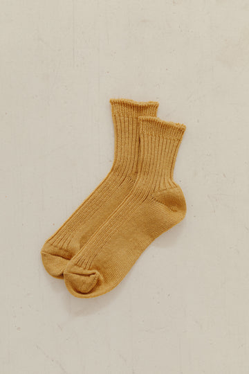 Linen Ribbed Socks in Yellow