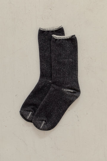 Silk Cotton Lounge Socks in Charcoal