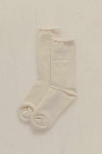 Silk Cotton Lounge Socks in Ivory