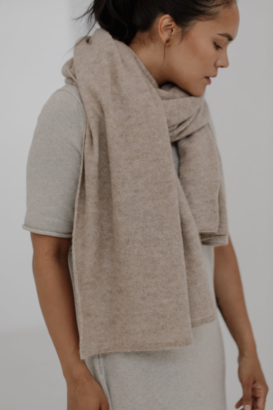Alpaca Travel Wrap in Wheat